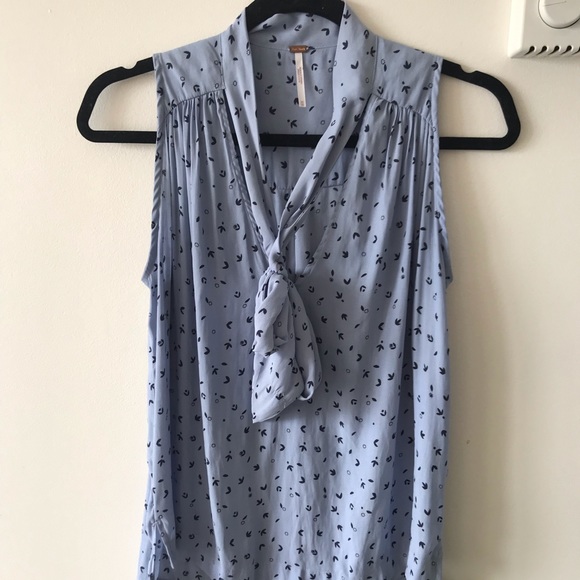 Free People Blue Patterned Blouse - Picture 2 of 6